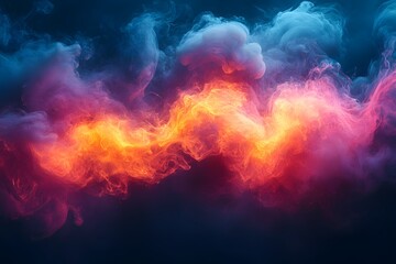 Colorful smoke clouds on dark background, abstract design element