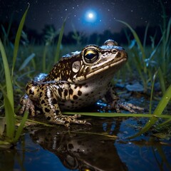 Lunar Enchantment: A Gopher Frog's Journey in the Dark