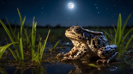Obraz premium Twilight Mystique: The Gopher Frog's Nocturnal Habitat
