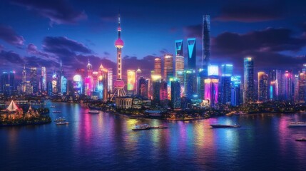 Fototapeta premium hong kong skyline at night