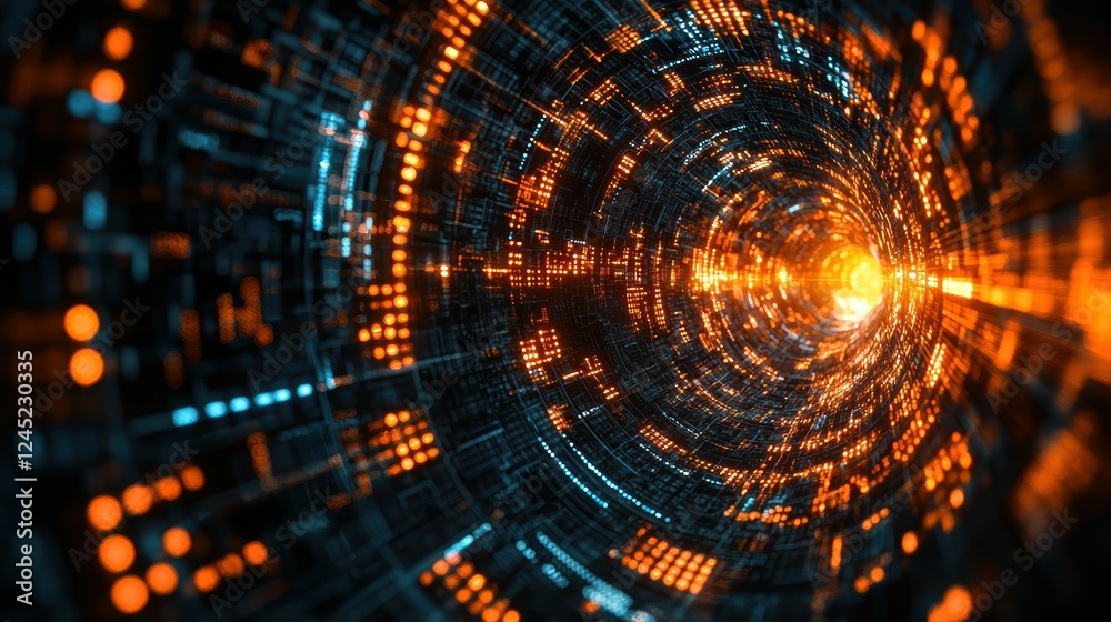 Poster abstract quantum computing concept with complex data patterns