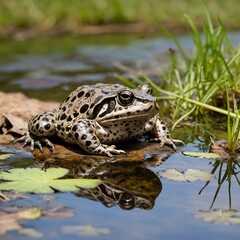 Obraz premium Gathering at the Waterside: A Gopher Frog and Friends Celebrate