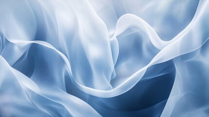 Obraz premium Elegant blue and white flowing sheer fabric with soft waves