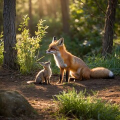 Enchanted Forest Feast: A Fox, Rabbit, and Bird Dine Together