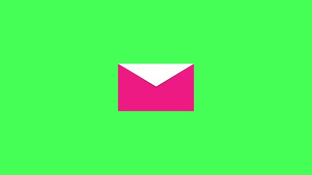 4K animated video of an envelope being opened revealing a love symbol. envelope icon animation that using for celebrate the valentine day on green screen background.