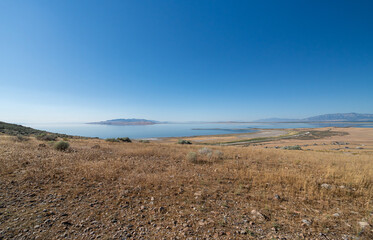 View of the coast of the lake