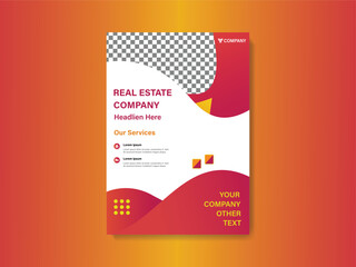 Vibrant Red and Yellow Real Estate Company Flyer Design