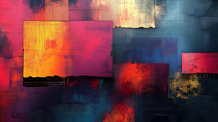 Abstract Fluid Shapes in Red and Blue &ndash; Grunge Art for Digital Posters or Website Banners