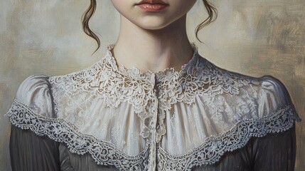 AI Generate A Victorian Era Woman In An Elegant Lace Dress Painted In A Classical Oil Portrait Style