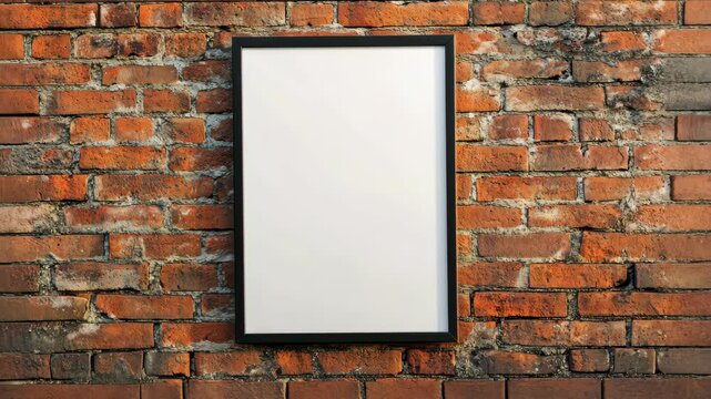 Blank frame transitions against rustic brick wall for art display concepts