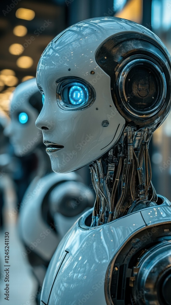Poster modern robotic process automation with futuristic android design