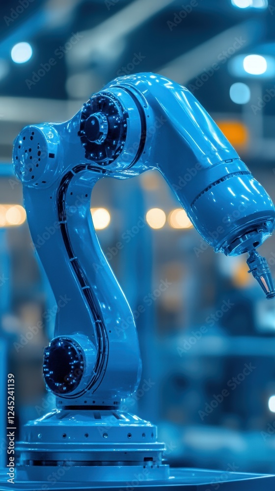Poster modern robotic arm in action within advanced automation environment