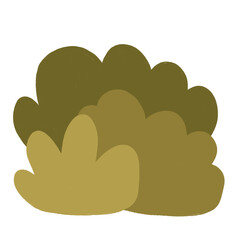 Simple vector illustration of a green bush or grass clump in flat and minimal style