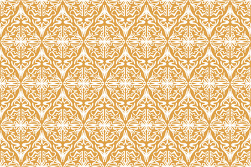 Elegant arabesque pattern with intricate details and a warm gold color palette. Perfect for interior design, fashion textiles, and projects seeking a sophisticated and luxurious aesthetic