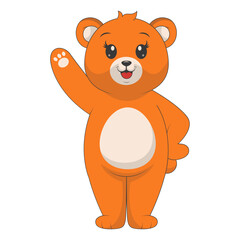 Cute Cartoon Bear Isolated on White Background. Vector Character Design.