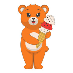 Cute Cartoon Bear Isolated on White Background. Vector Character Design.