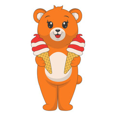 Cute Cartoon Bear Isolated on White Background. Vector Character Design.