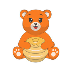 Cute Cartoon Bear Isolated on White Background. Vector Character Design.