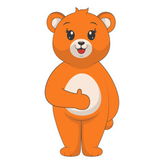 Cute Cartoon Bear Isolated on White Background. Vector Character Design.