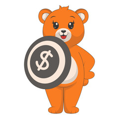 Cute Cartoon Bear Isolated on White Background. Vector Character Design.