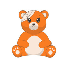 Cute Cartoon Bear Isolated on White Background. Vector Character Design.