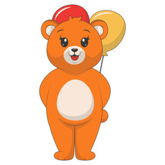 Cute Cartoon Bear Isolated on White Background. Vector Character Design.