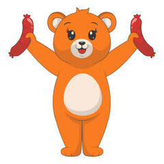 Cute Cartoon Bear Isolated on White Background. Vector Character Design.