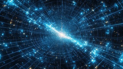 Fototapeta premium Radial Burst of Light Forming a Bright Sunburst Effect in Space