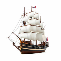 a tall ship isolated on the white background