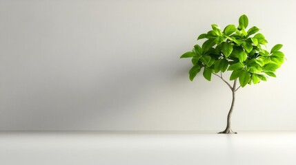 Fototapeta premium Minimalist Single Tree on Plain White Background. Generative AI