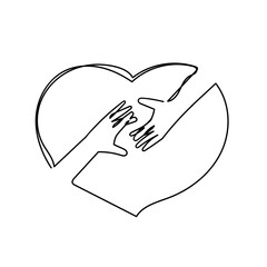 continuous line drawing hand holding and hug love sign balloon illustration