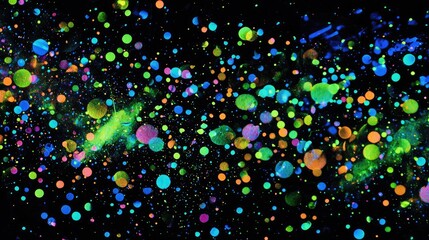 Abstract Neon Color Splashes on Black Background