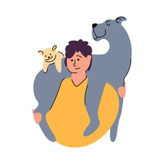 Man Carrying Dog and Cat Icon