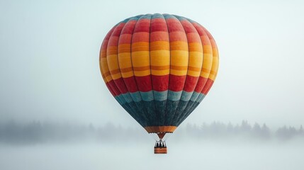Naklejka premium Colorful Hot Air Balloon Floating in Misty Sky. Generative AI