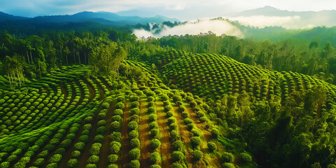 Naklejka premium Carbon offset programs supporting reforestation efforts protecting biodiversity and reducing climate change impact