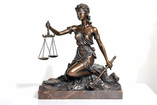 A statue of a woman holding a scale and a sword