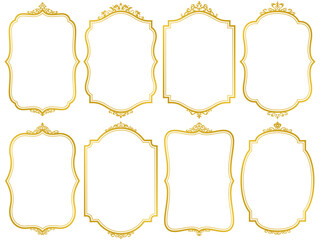 金色の洋風の飾り付きのレトロな縦フレームセット