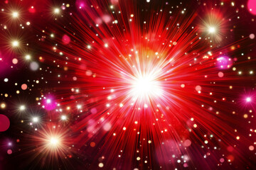Fototapeta premium Bright red abstract light burst with sparkles