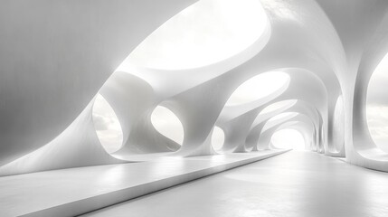Futuristic White Architecture. Generative AI