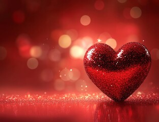 Red glitter heart bokeh background Valentine's (1)