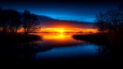 Obraz premium Majestic Sunrise over Serene Lake