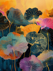 Zen and chinese style lotus art	