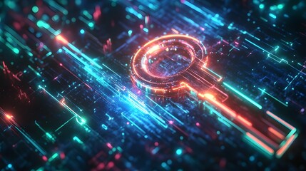 Fototapeta premium Quantum Encryption Keys Safeguarding Digital Assets in a Futuristic Blockchain Network