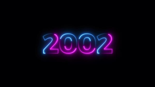 Neon countdown 2002 Sal number icon text background 4k animation.