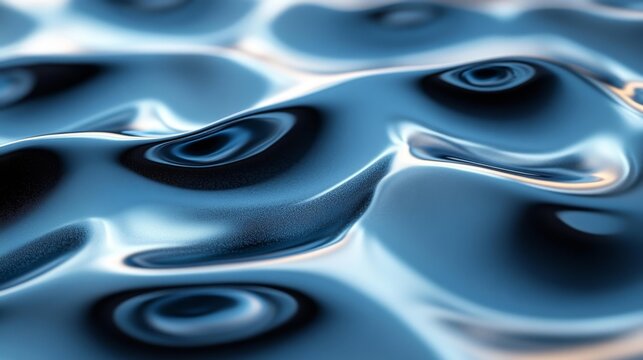 Abstract Metallic Fluid Surface. Generative AI