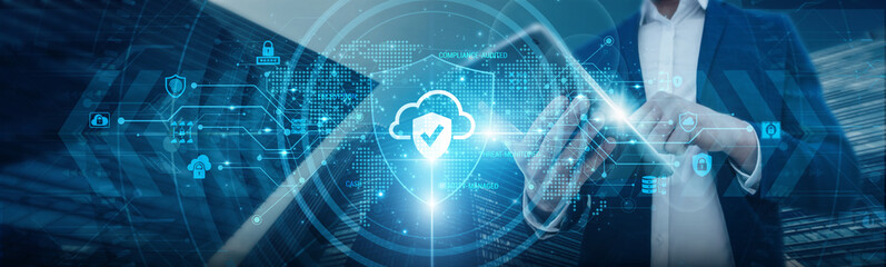 Businessmen's connections are protected through cloud security measures that ensure data encryption and secure access controls, sensitive information, and facilitate safe data storage and sharing.
