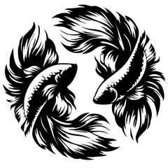 Obraz premium Silhouette of two betta fish