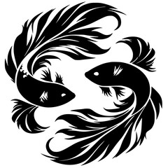 Silhouette of two betta fish