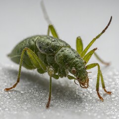 Naklejka premium grasshopper on a white background Crystal Green Mantis, beautiful insect, nature, mantis, green, vibrant, wildlife, exotic, macro photography, fascinating creature