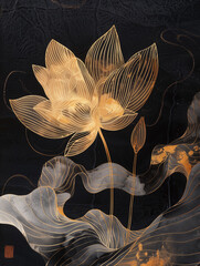 Zen and chinese style lotus art	